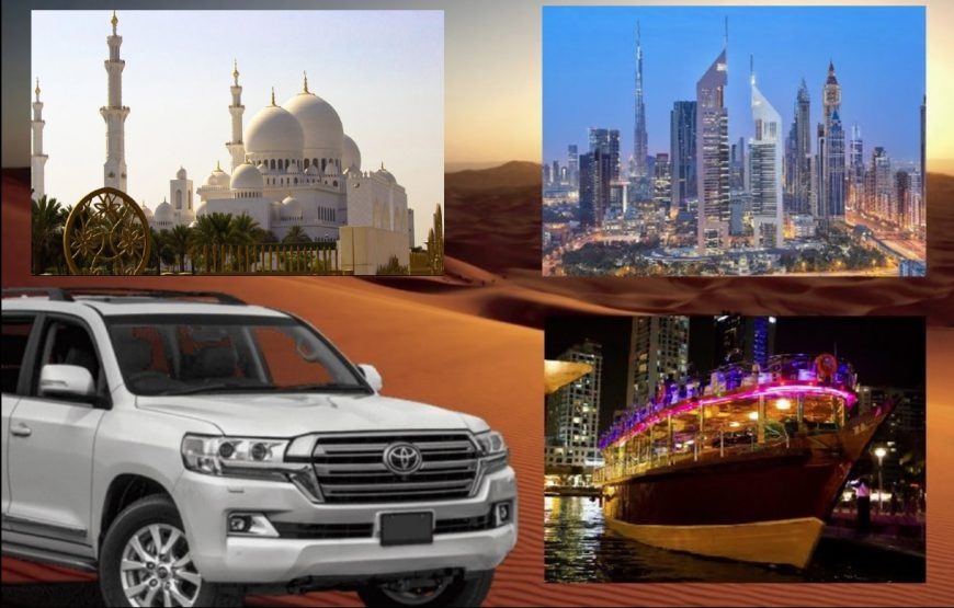 Dubai City Tour + Desert Safari + Marina Cruise Dinner + Abu Dhabi City Tour